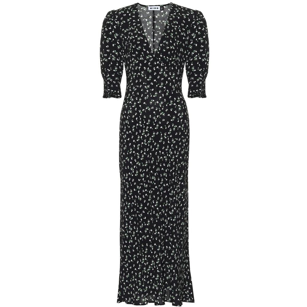 Rixo Floral Print Long Dress - 12 Black
